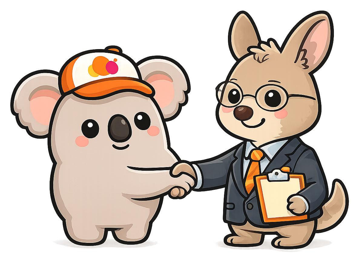 Kip, the Worktopia mascot, shaking hands with an accountant